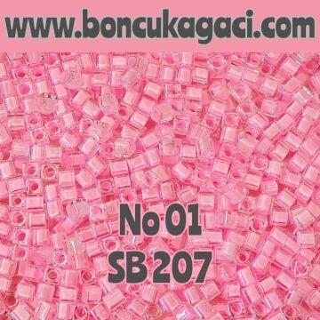1.8 mm No:01 Miyuki Küp Boncuk , Miyuki Square Boncuk 5 gr Pembe