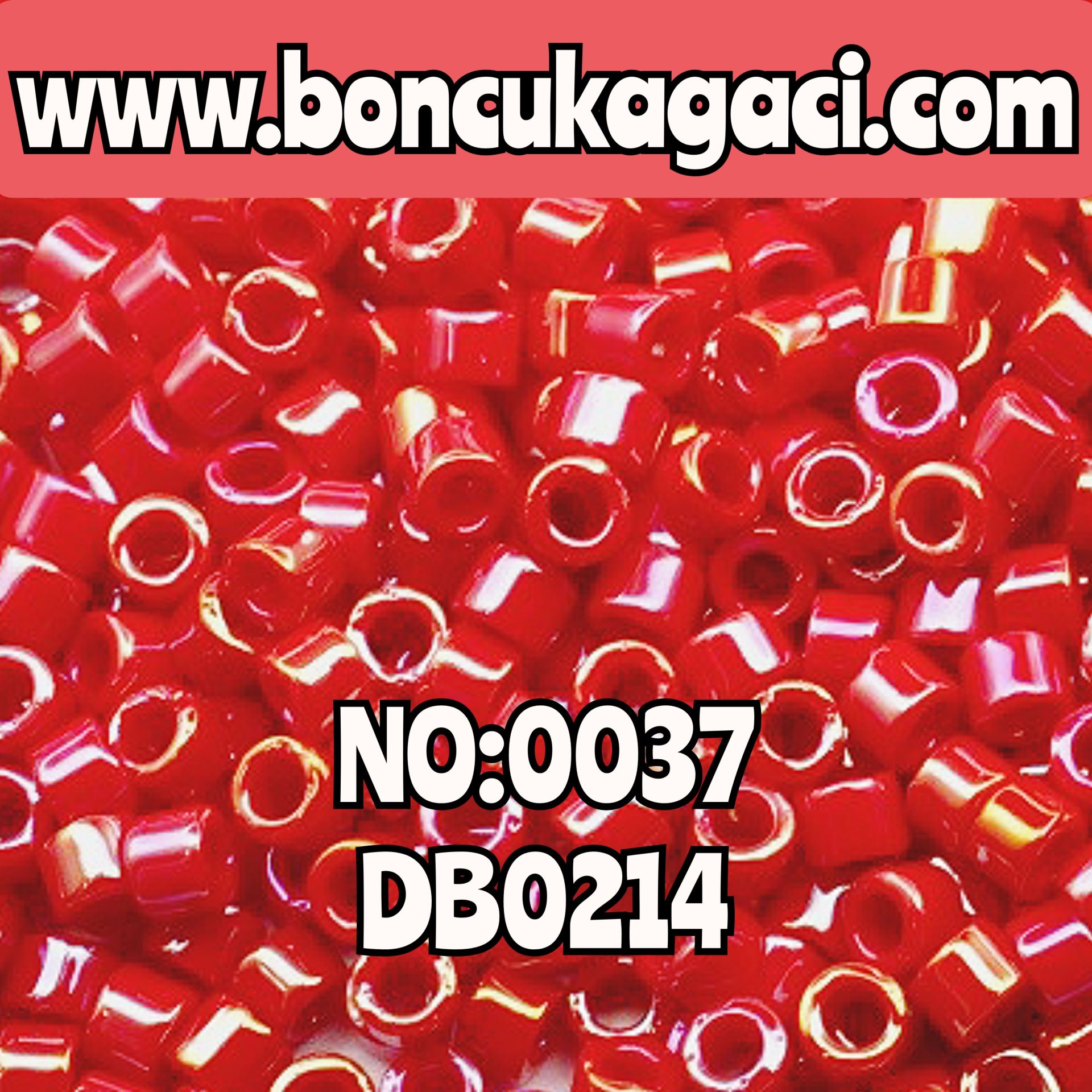 NO:037 Miyuki Delica Boncuk 11/0 DB0214 Opak Rainbow Kırmızı