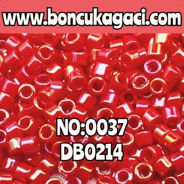 NO:037 Miyuki Delica Boncuk 11/0 DB0214 Opak Rainbow Kırmızı