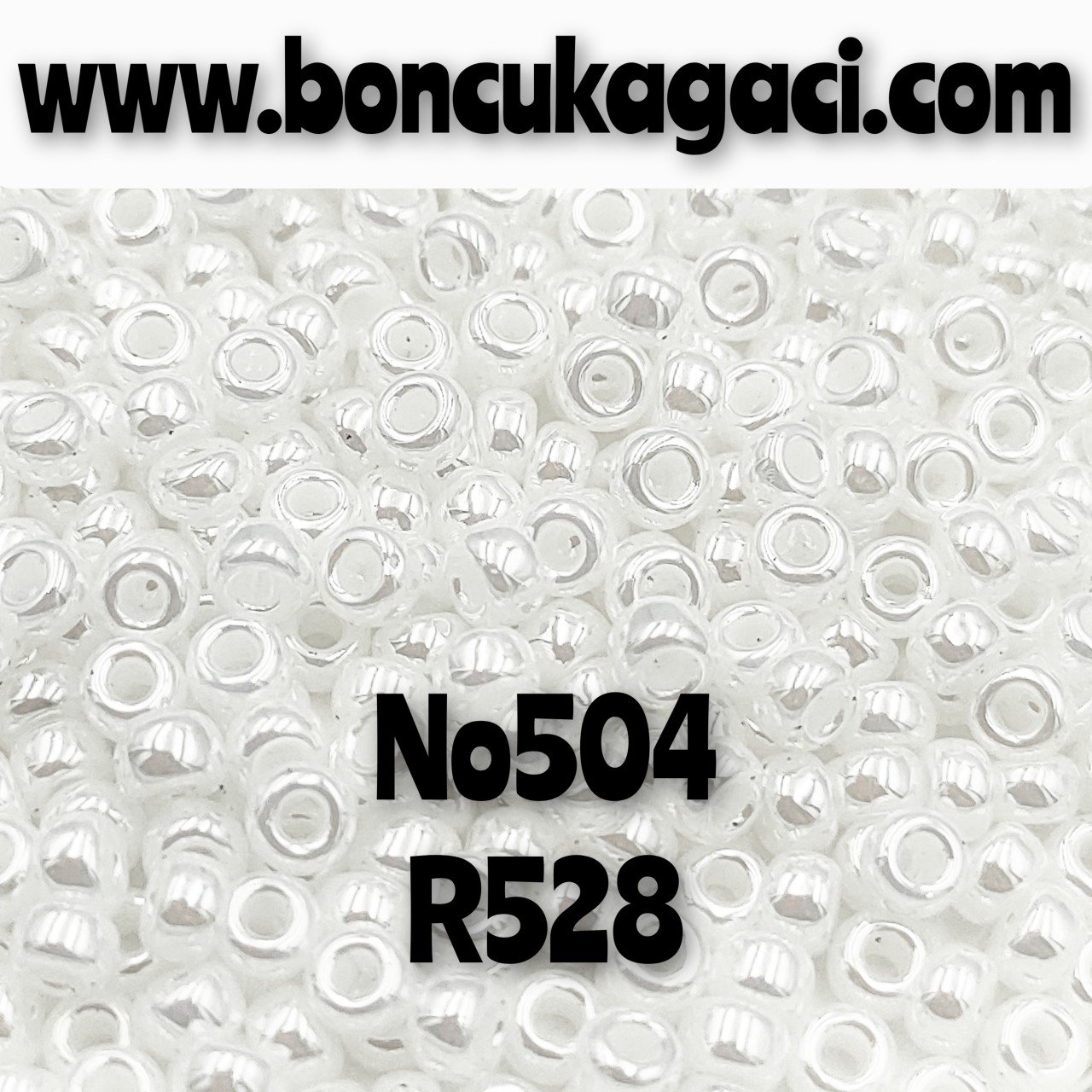 Miyuki Kum Boncuk , Miyuki Round Boncuk 8/0 No: 504 R528 Parlak İnci Beyaz 10 gr