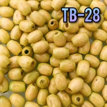 TB-028 Hardal Yeşil Renk Arpa Kesim Ahşap Boncuk 7.8*5.8 mm