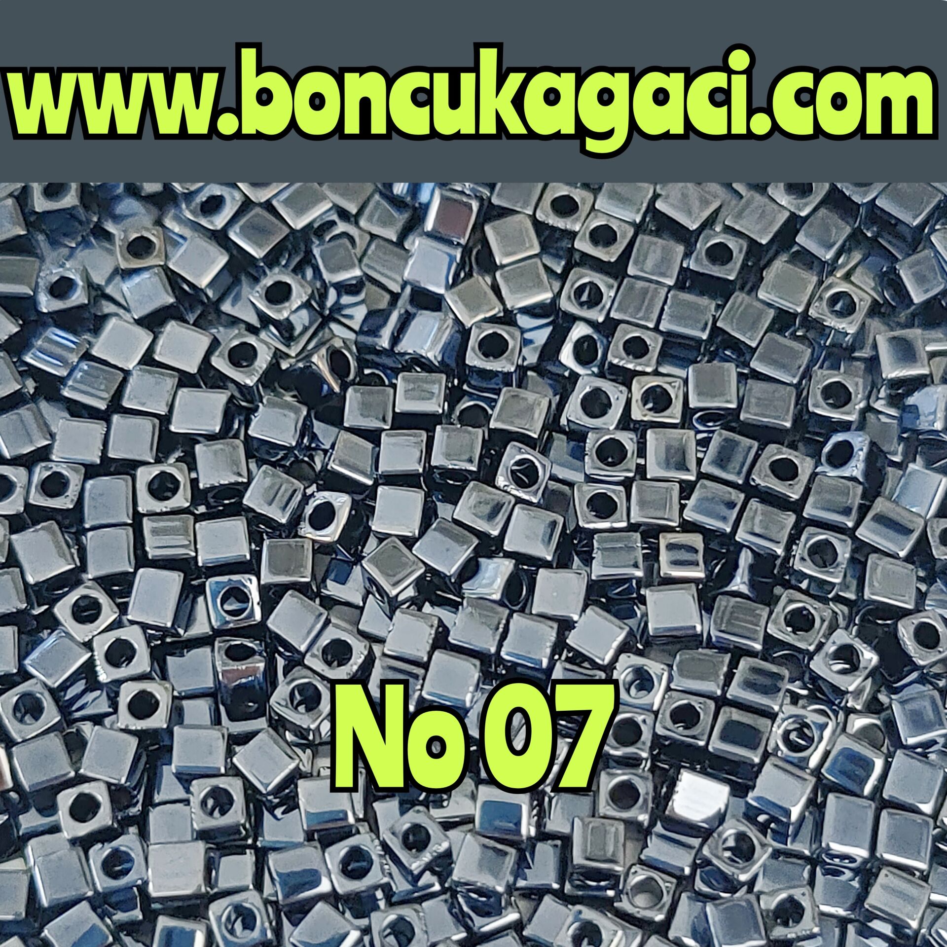 1.8 mm No:07 Miyuki Küp Boncuk , Miyuki Square Boncuk 5 gr Antrasit