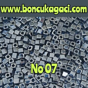 1.8 mm No:07 Miyuki Küp Boncuk , Miyuki Square Boncuk 5 gr Antrasit