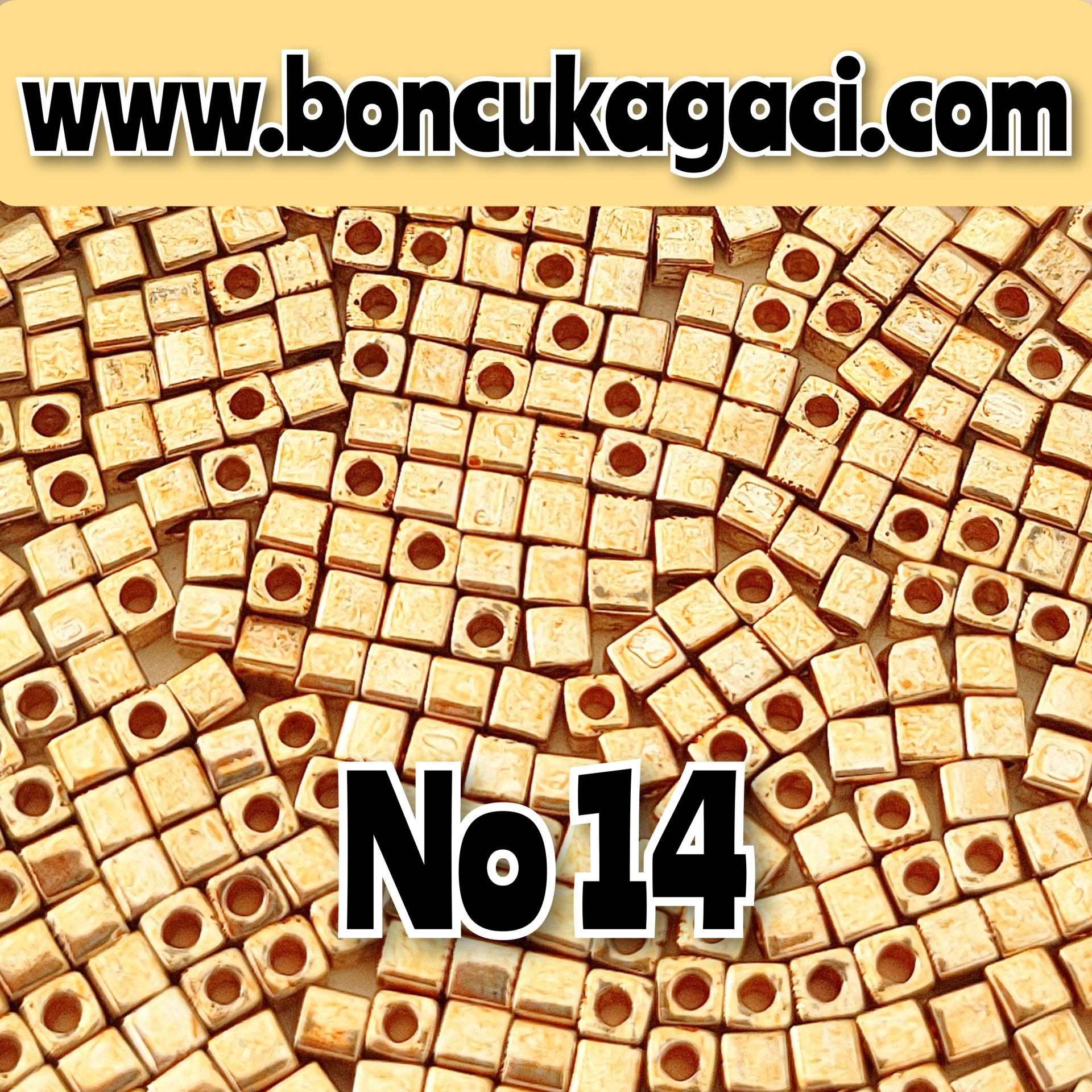 1.8 mm No:14 Miyuki Küp Boncuk , Miyuki Square Boncuk 5 gr Altın Rengi