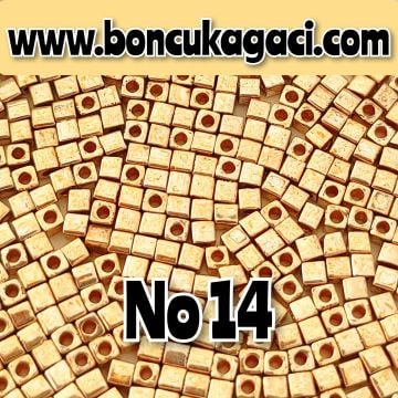 1.8 mm No:14 Miyuki Küp Boncuk , Miyuki Square Boncuk 5 gr Altın Rengi