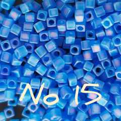 1.8 mm No:15 Miyuki Küp Boncuk , Miyuki Square Boncuk 5 gr Mat Mavi