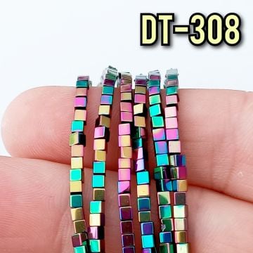 DT-308 Yanar Döner Mor Yeşil Renk Küp Hematit Doğaltaş 2 mm