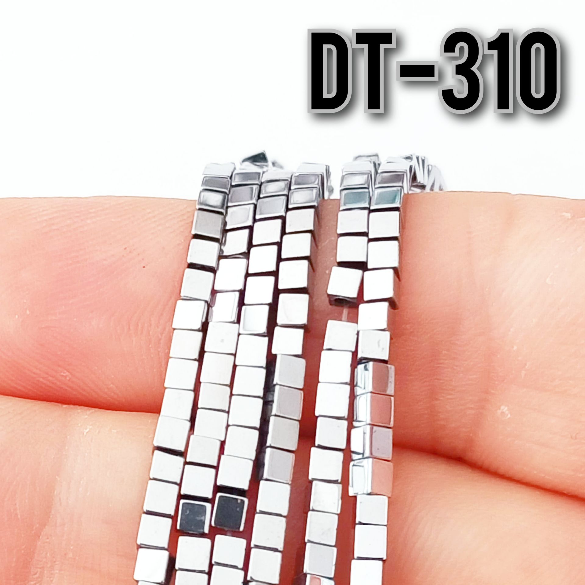 DT-310 Gümüş Renk Küp Hematit Doğaltaş 2 mm