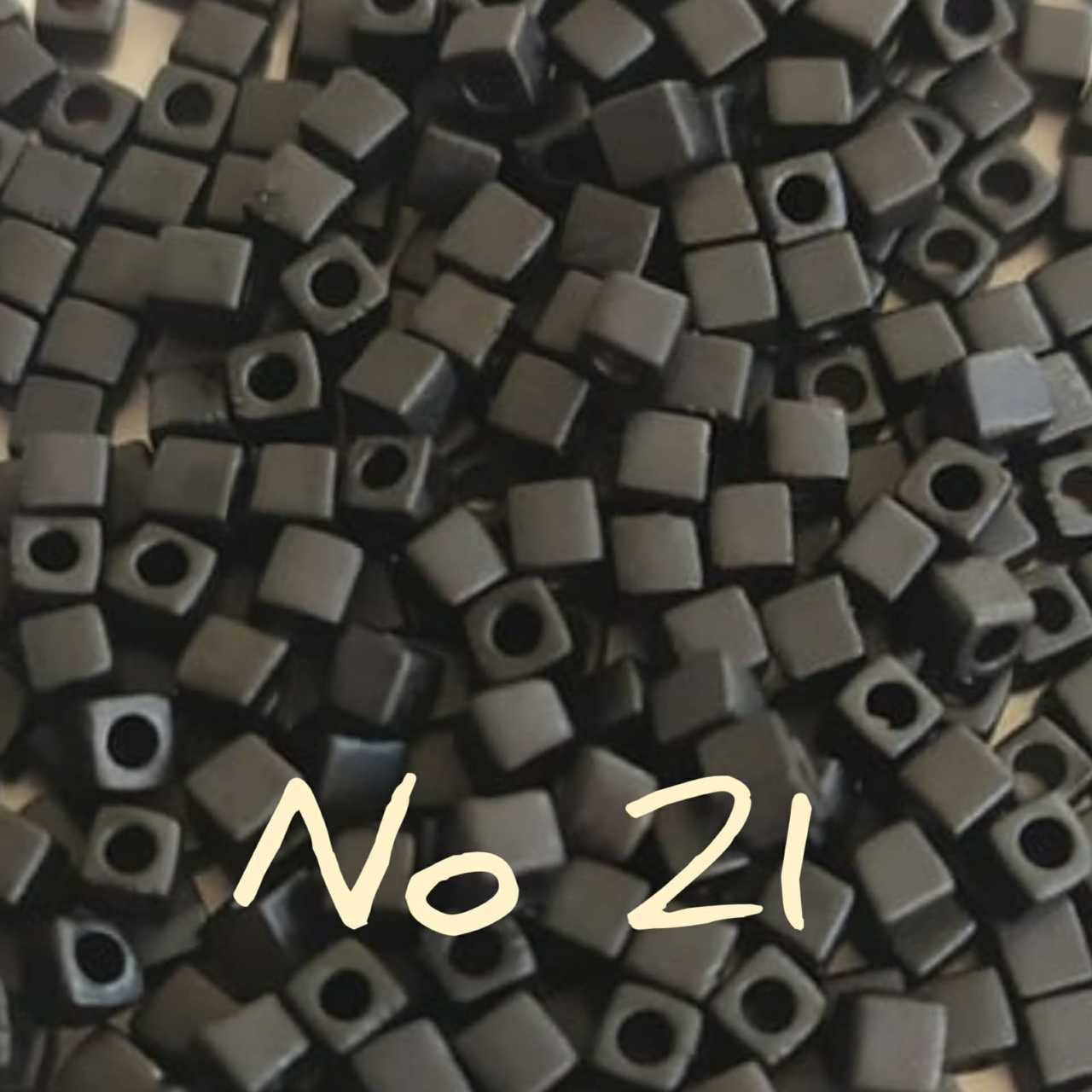 1.8 mm No:21 Miyuki Küp Boncuk , Miyuki Square Boncuk 5 gr Mat Siyah