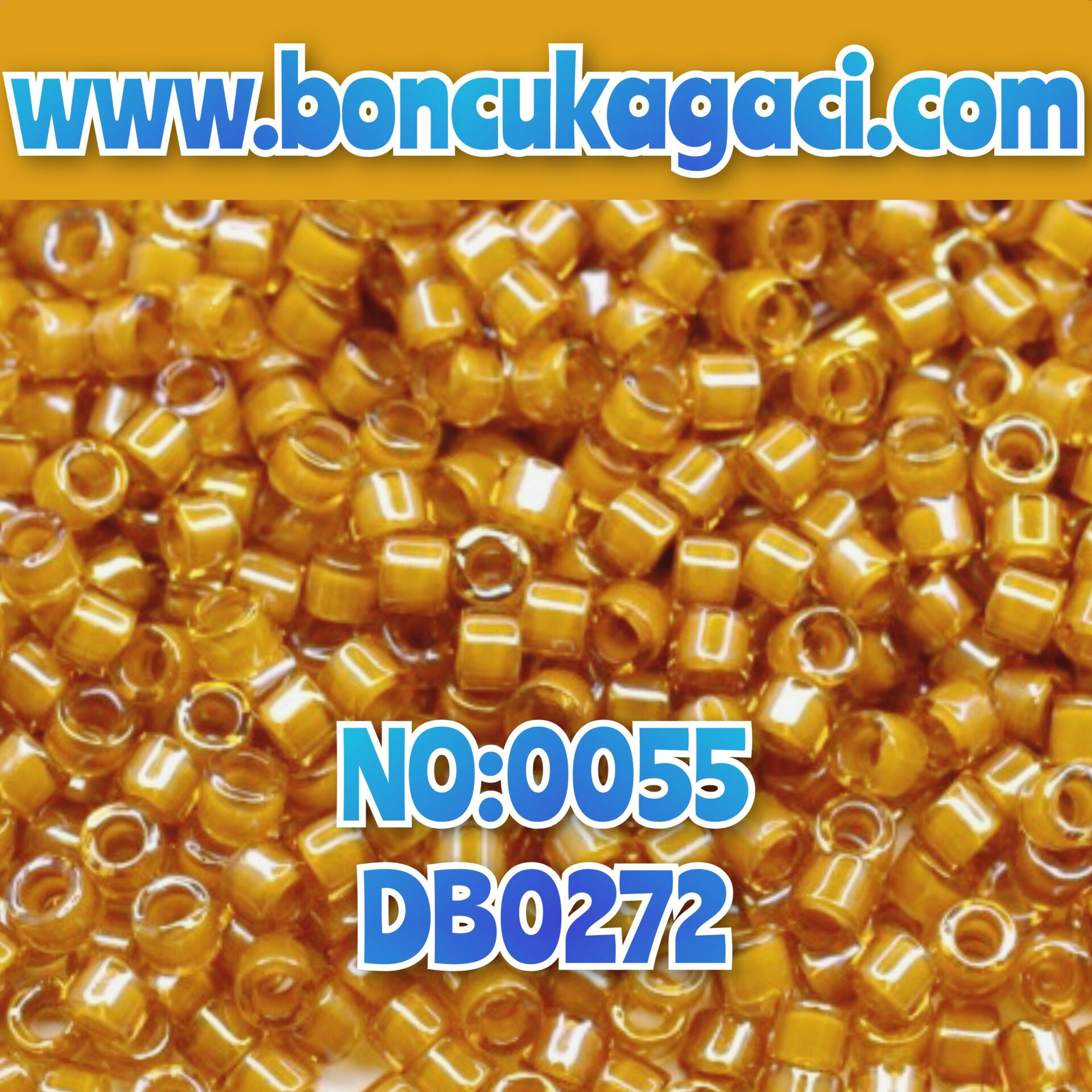 NO:055 Miyuki Delica Boncuk 11/0 DB0272 İçi Boyalı Şeffaf Kahverengi
