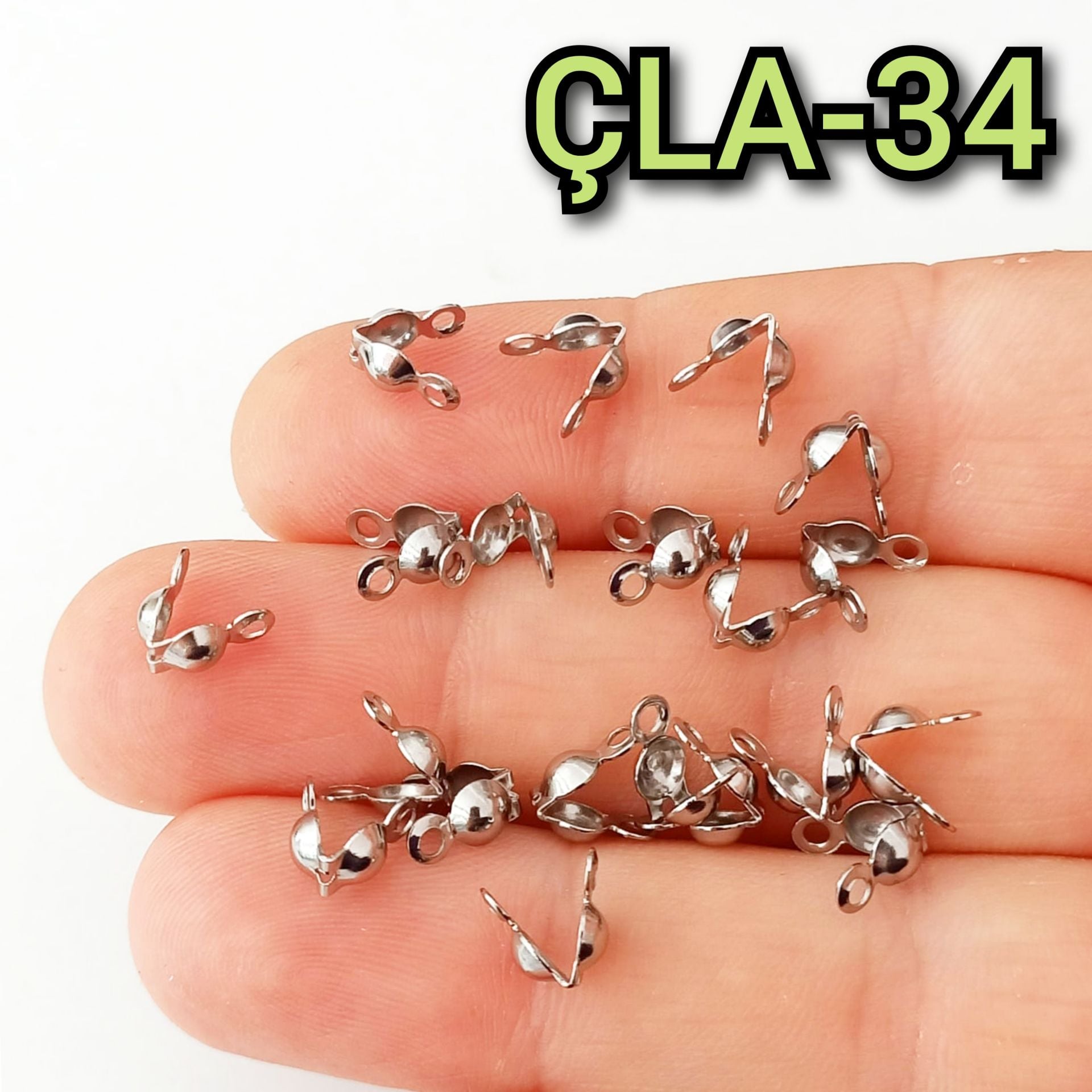 ÇLA-034 A Kalite Gümüş Renk 316L Cerrahi Çelik Düğüm Kapama