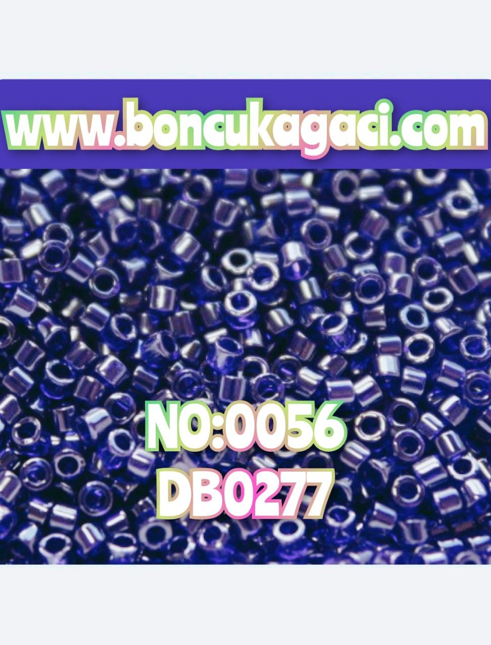 NO:056 Miyuki Delica Boncuk 11/0 DB0277 İçi Boyalı Şeffaf Lacivert