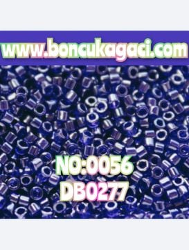 NO:056 Miyuki Delica Boncuk 11/0 DB0277 İçi Boyalı Şeffaf Lacivert