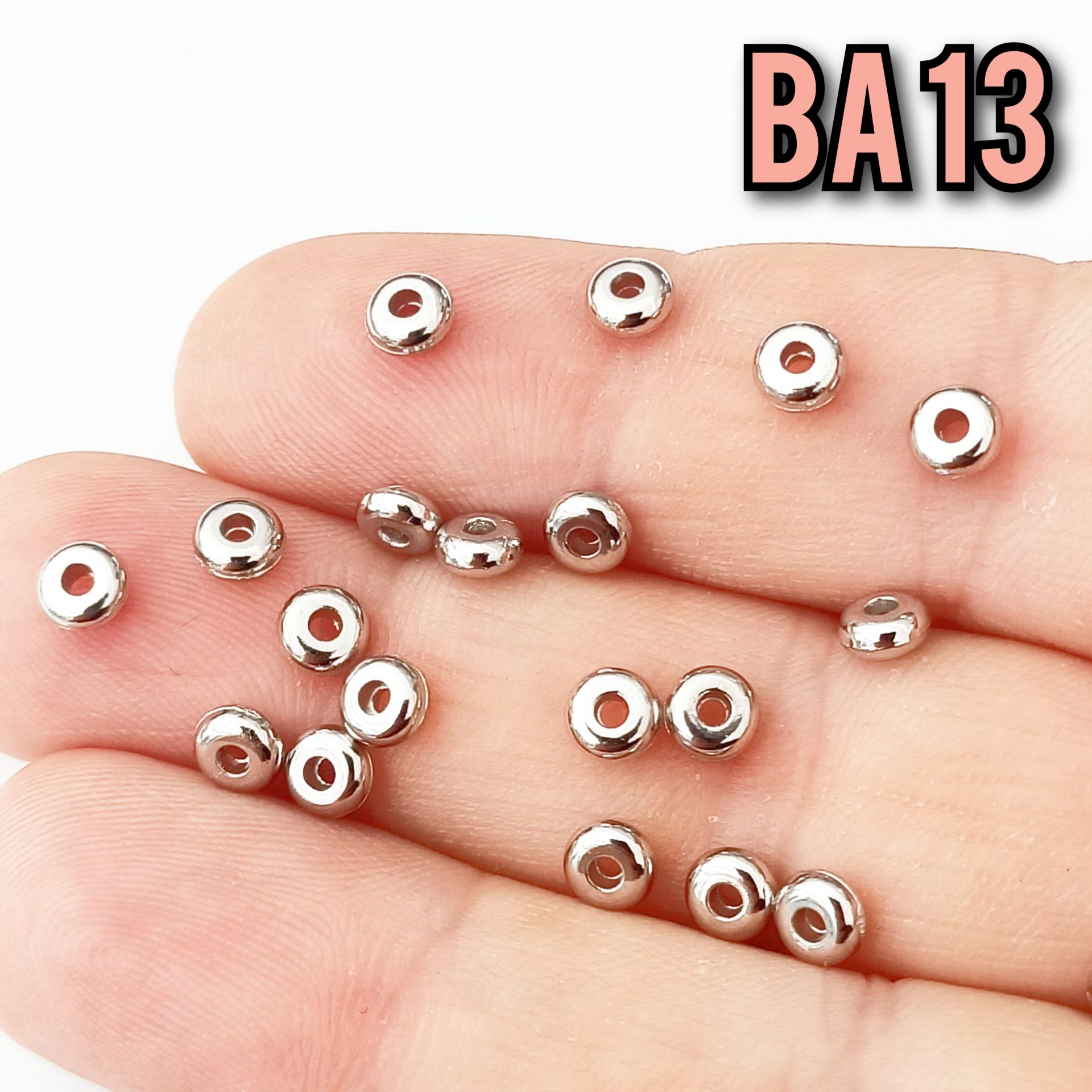BA 13 Gümüş Renk Basık Boncuk Arası 4.5*2mm