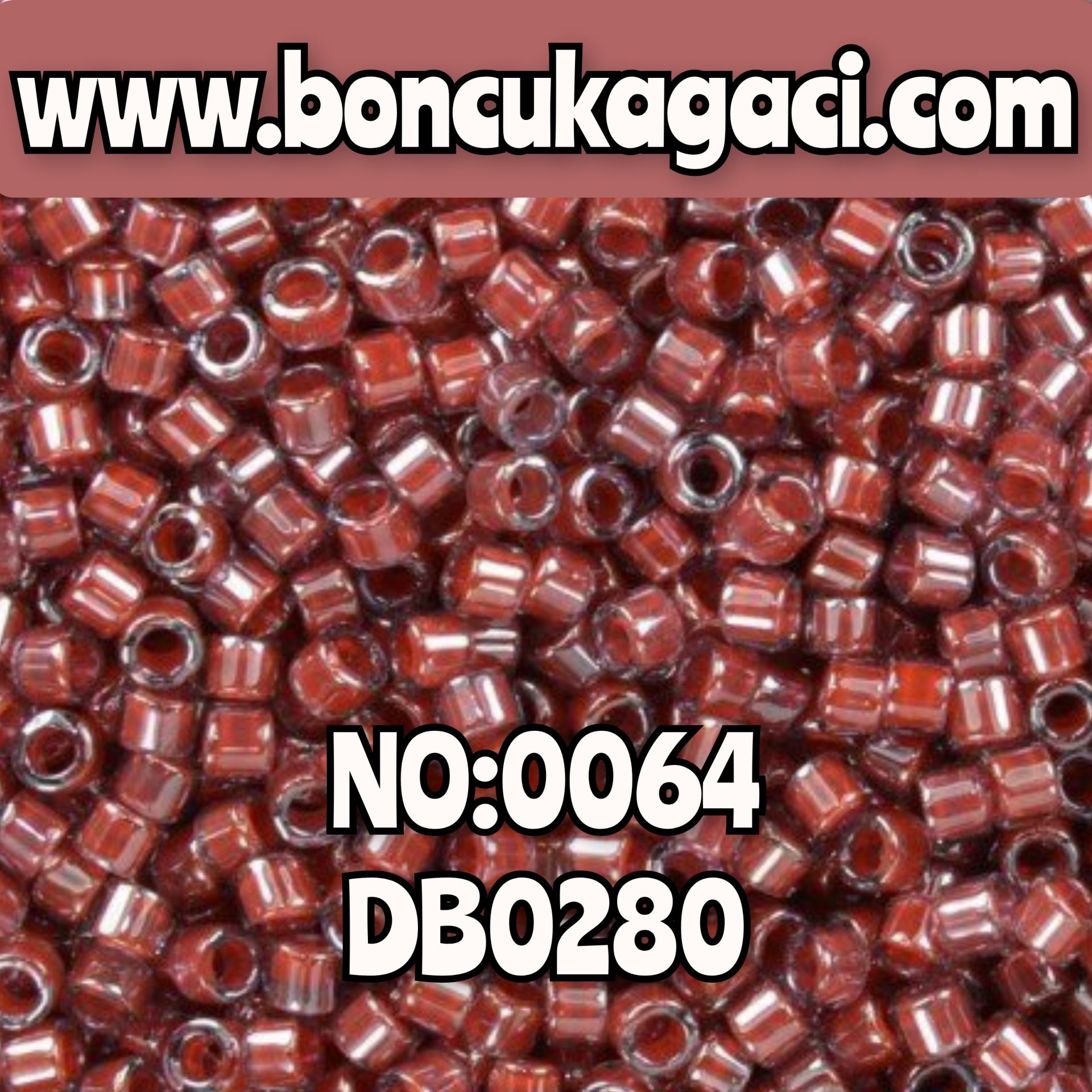 NO:064 Miyuki Delica Boncuk 11/0 DB0280 İçi Boyalı Şeffaf Bordo