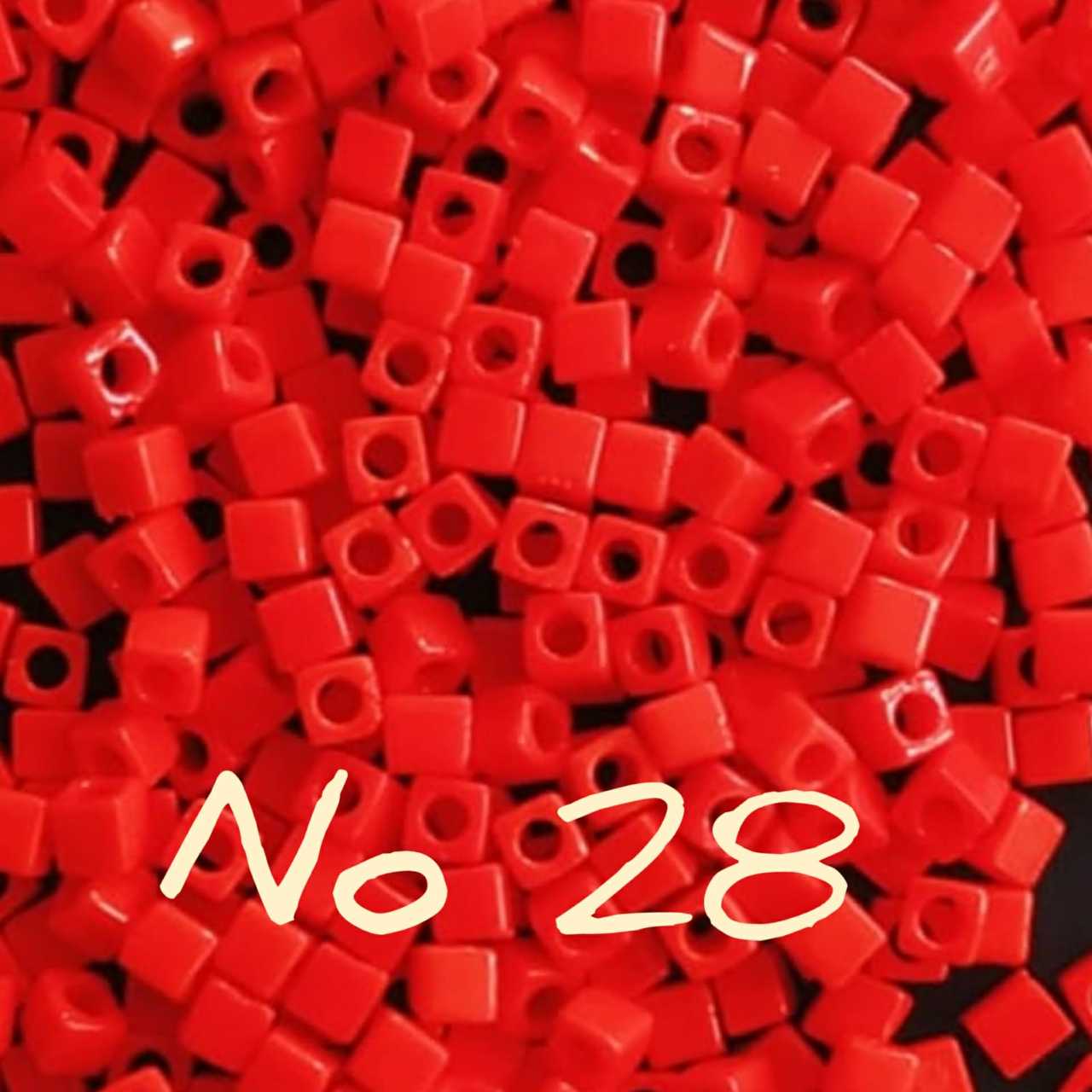 1.8 mm No:28 Miyuki Küp Boncuk , Miyuki Square Boncuk 5 gr Kırmızı