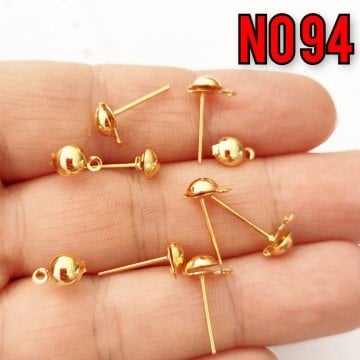 No : 94 24 Ayar Altın Kaplama Yarım Top Çivi Küpe 5 mm