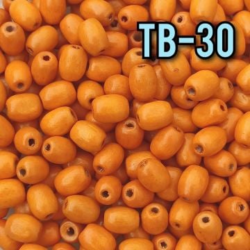 TB-030 Turuncu Renk Arpa Kesim Ahşap Boncuk 8*6 mm