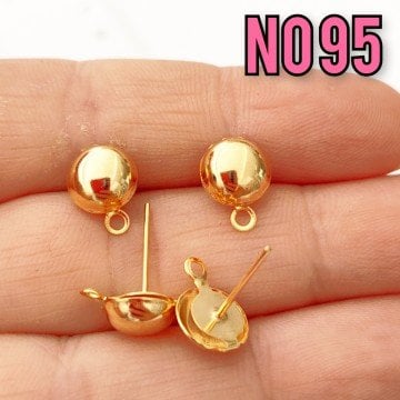 No : 95 24 Ayar Altın Kaplama Yarım Top Çivi Küpe 8 mm