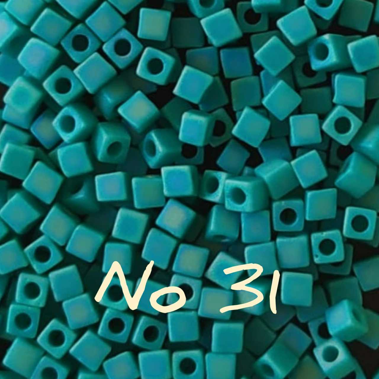 1.8 mm No:31 Miyuki Küp Boncuk , Miyuki Square Boncuk 5 gr Mat Turkuaz