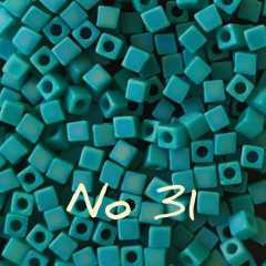 1.8 mm No:31 Miyuki Küp Boncuk , Miyuki Square Boncuk 5 gr Mat Turkuaz