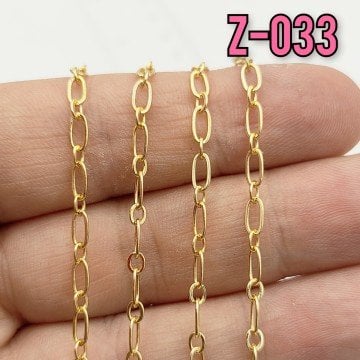 No : 033  Altın Kaplama Zincir 5x3 mm