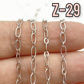 No : 029 Gümüş Renk Zincir 5x3 mm