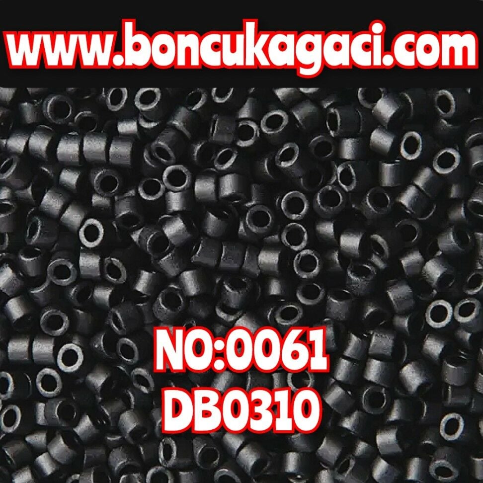 NO:061 Miyuki Delica Boncuk 11/0 DB0310 Opak Mat Siyah