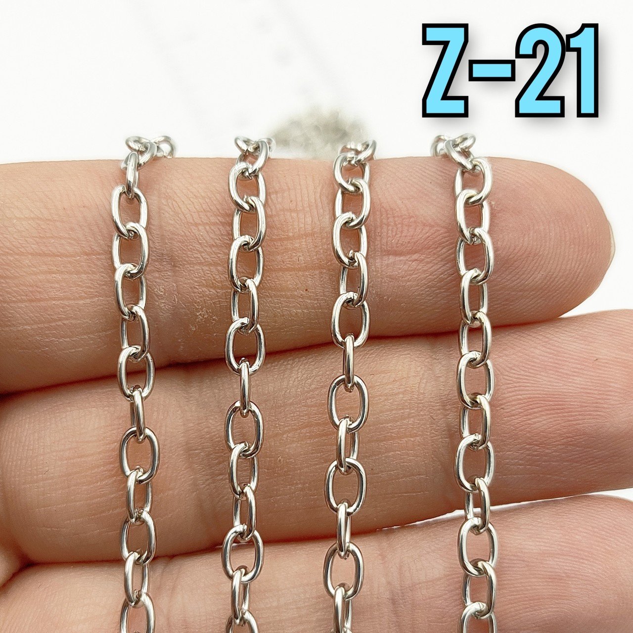 No : 021 Gümüş Renk Oval Zincir 2.5x5 mm