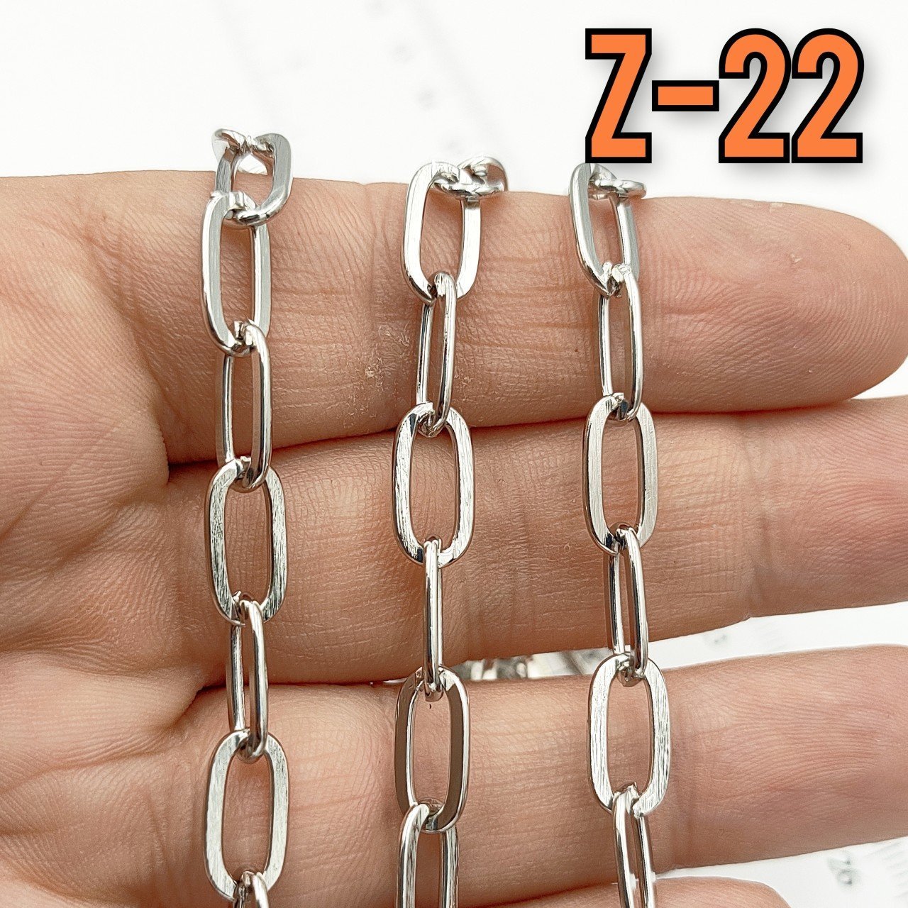 No : 022 Gümüş Renk Ataç Zincir 11 x 6 mm