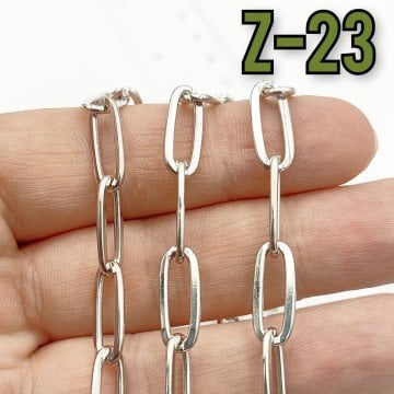No : 023 24 Gümüş Renk Ataç Zincir 16 x 6.5 mm