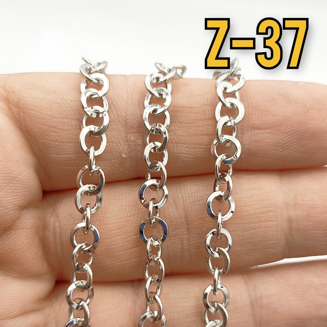 No : 037 Gümüş Renk Kalın Halkalı Zincir 5 mm