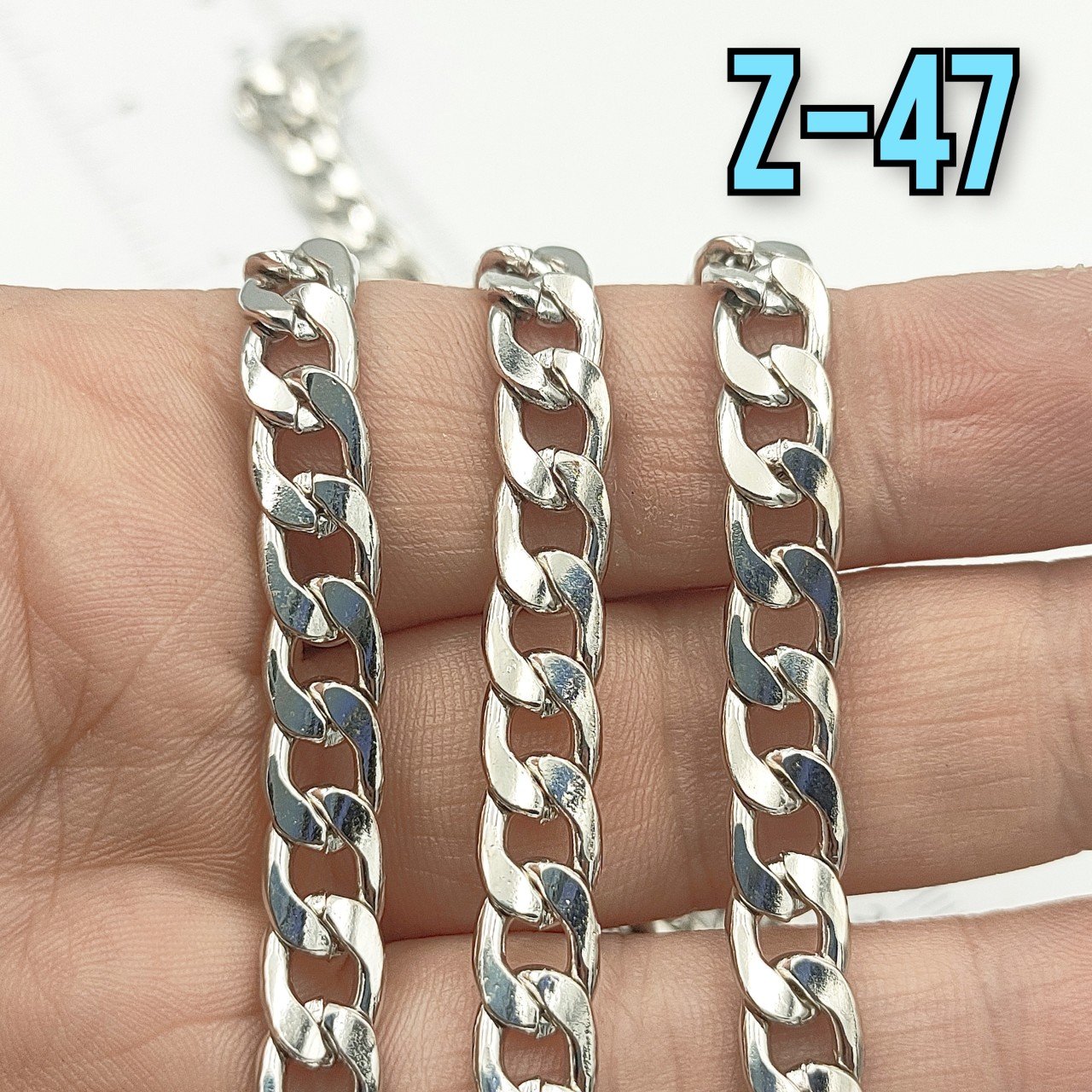 No : 047 Gümüş Renk Ağır Küba Zincir