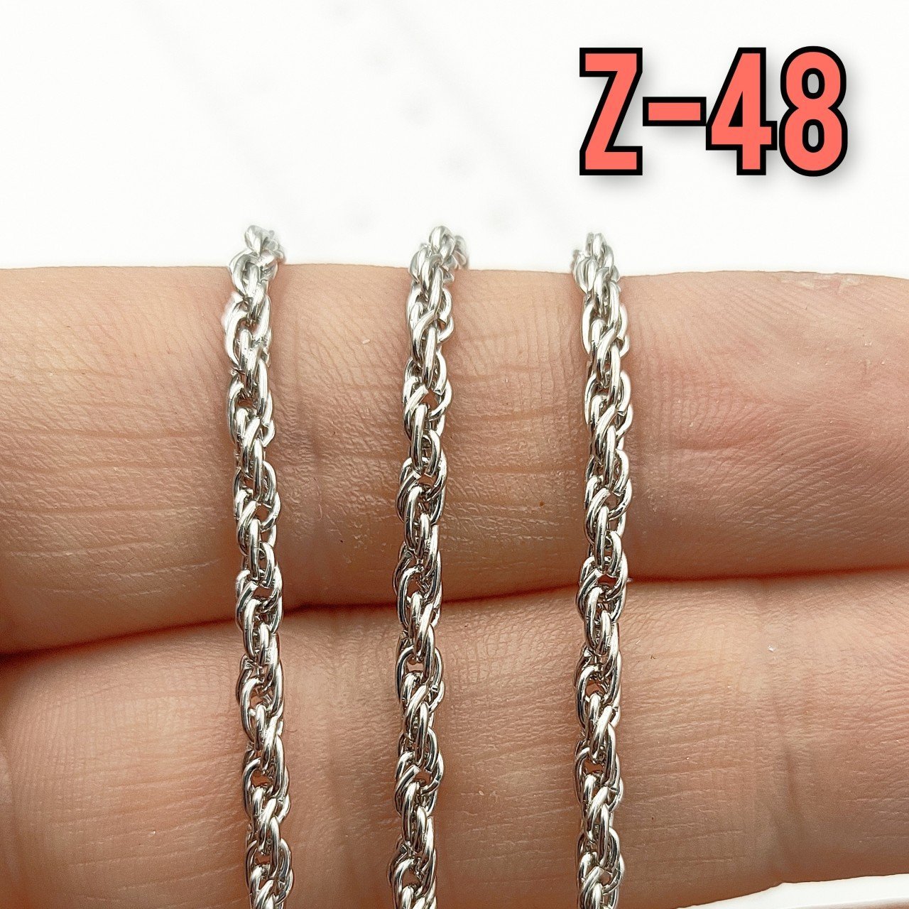 No : 048 Gümüş Renk Burgu Zincir 2.5 mm