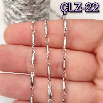 ÇLZ-22 A Kalite Gümüş Renk 316L Cerrahi Çelik Baget Zincir