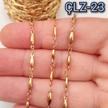 ÇLZ-23 A Kalite Kaplama Altın Renk 316L Cerrahi Çelik Baget Zincir
