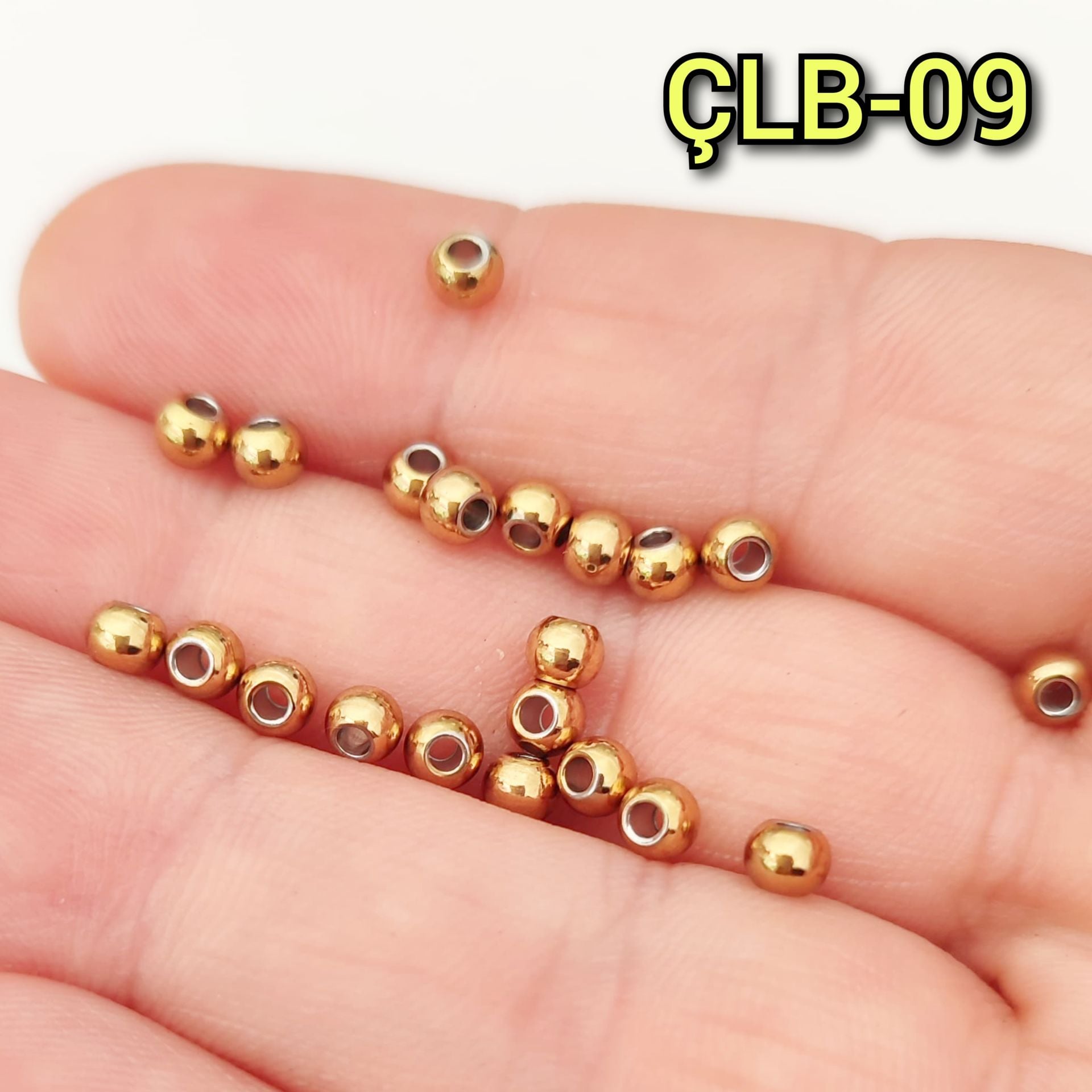 ÇLB-09 A Kalite Kaplama Altın Renk 316L Cerrahi Çelik Top Boncuk 4 mm