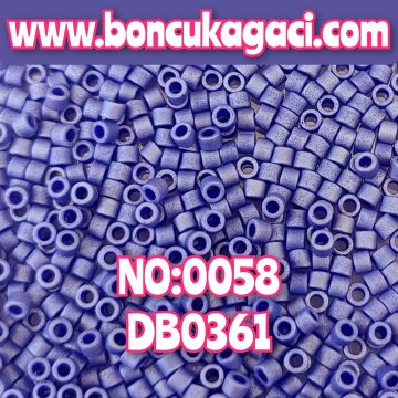NO:058 Miyuki Delica Boncuk 11/0 DB0361 Opak Mat Açık Lacivert