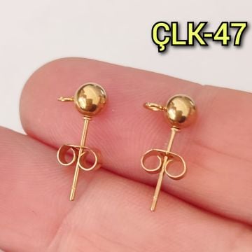 ÇLK-47 Altın Renk 316L Cerrahi Çelik Top Küpe Çivisi 5 mm