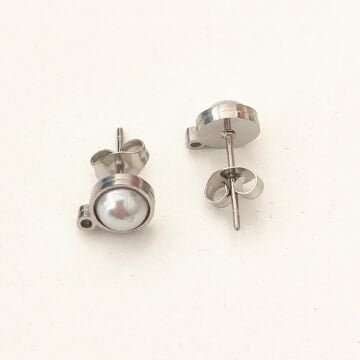 ÇLK-47 A Kalite 316L Cerrahi Çelik İncili Küpe Çivisi 7 mm