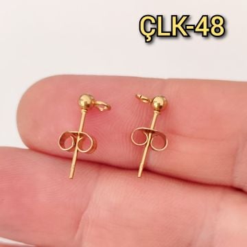 ÇLK-48 Altın Renk 316L Cerrahi Çelik Top Küpe Çivisi 3 mm