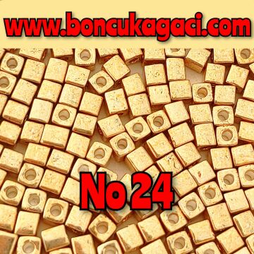 Miyuki 3 mm Küp Boncuk No:24  Altın 5 gr