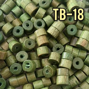 TB-018 Yeşil Renk Rondel Kesim Ahşap Boncuk 7.1*5.6 mm