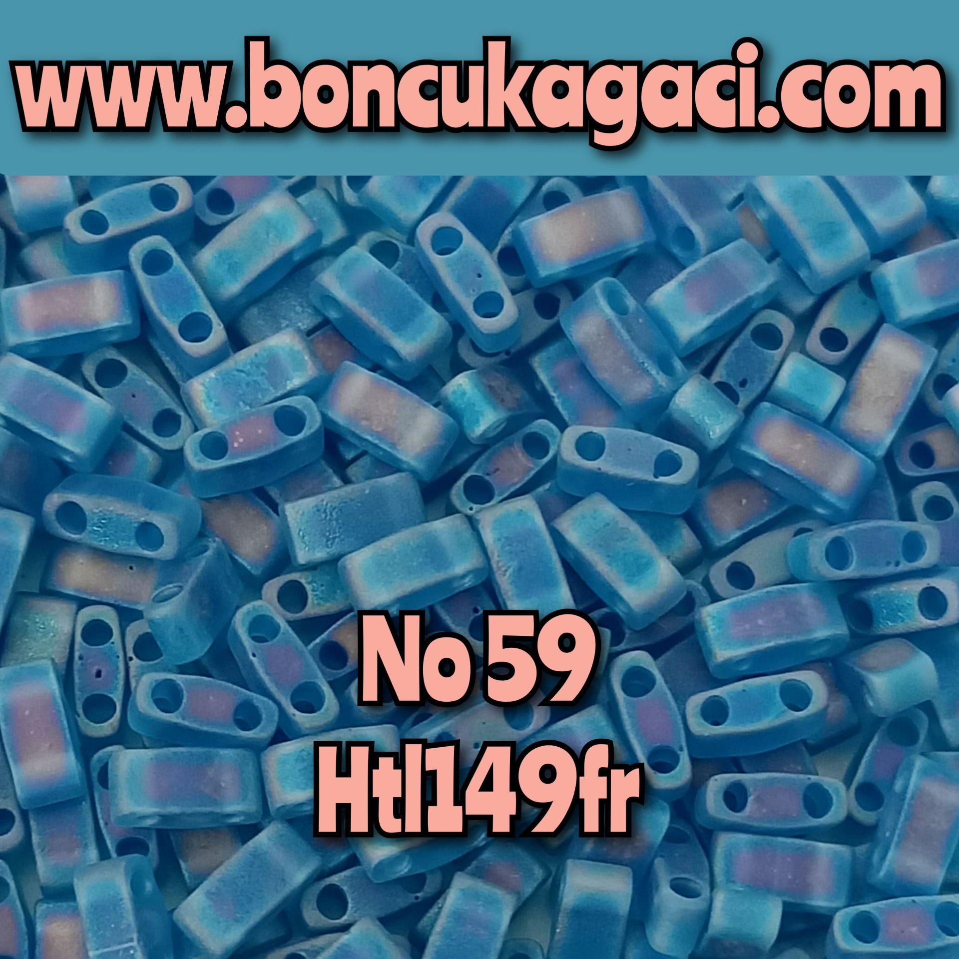 No:59 Miyuki Half-Tila , Half Tila Boncuk HTL 149fr Yarı Şeffaf Mat Yanar Döner Mavi 5 gr