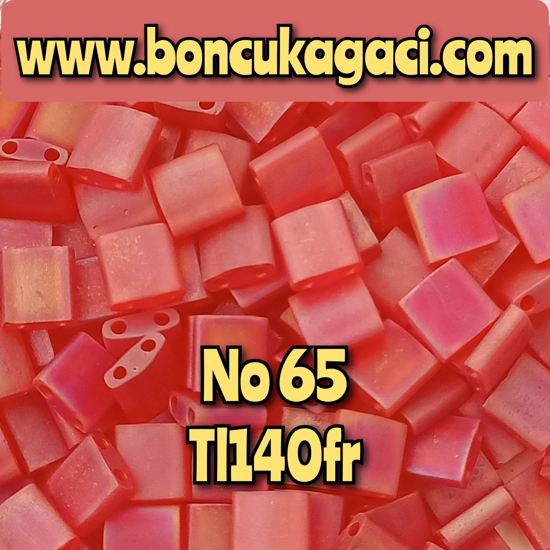 No: 65 Miyuki Boncuk , MİYUKİ TİLA  BONCUK TL140fr Yarı Şeffaf Mat Yanar Kırmızı Döner 5 gr