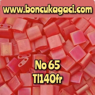 No: 65 Miyuki Boncuk , MİYUKİ TİLA  BONCUK TL140fr Yarı Şeffaf Mat Yanar Kırmızı Döner 5 gr