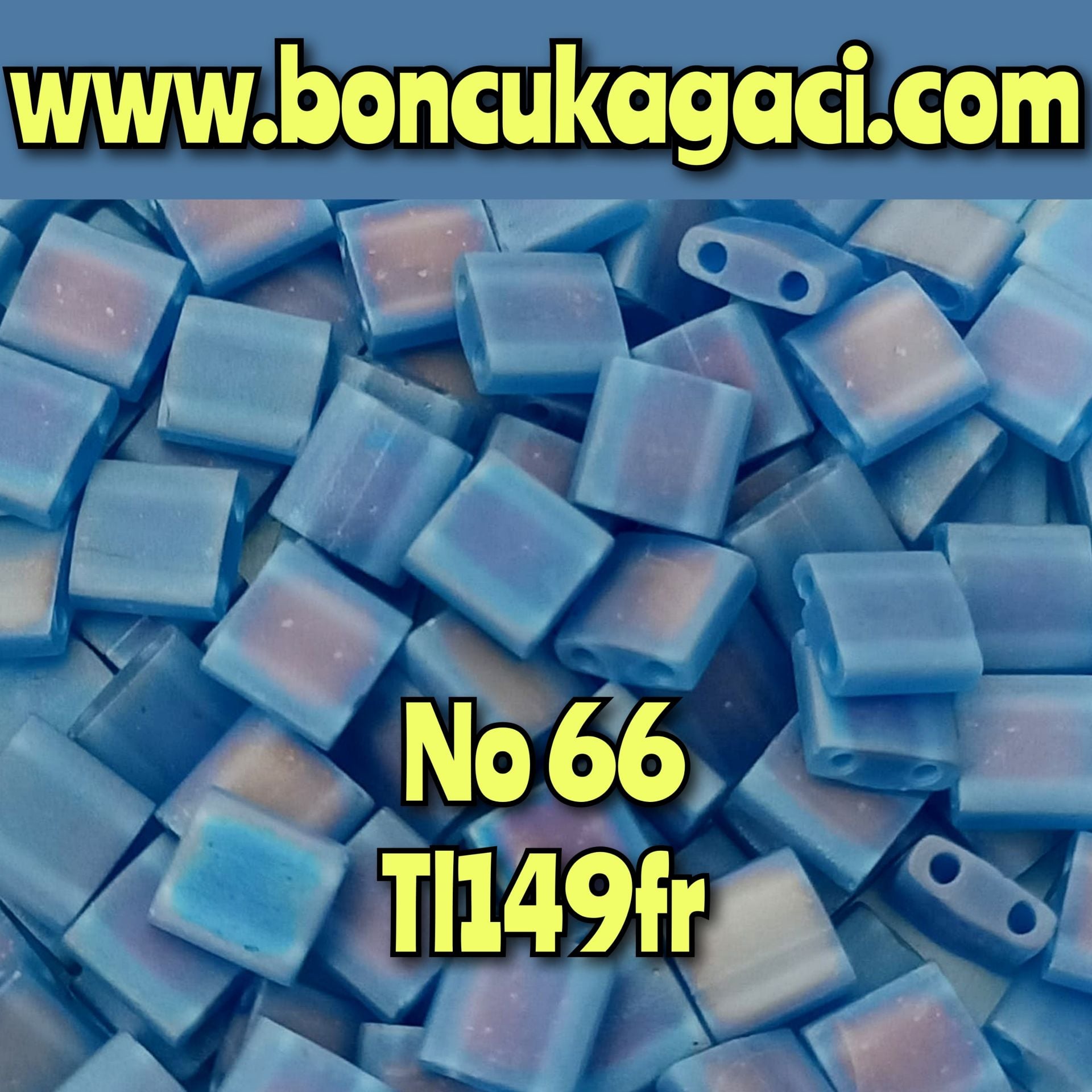 No: 66 Miyuki Boncuk , MİYUKİ TİLA  BONCUK TL149fr Yarı Şeffaf Mat Yanar Mavi Döner 5 gr