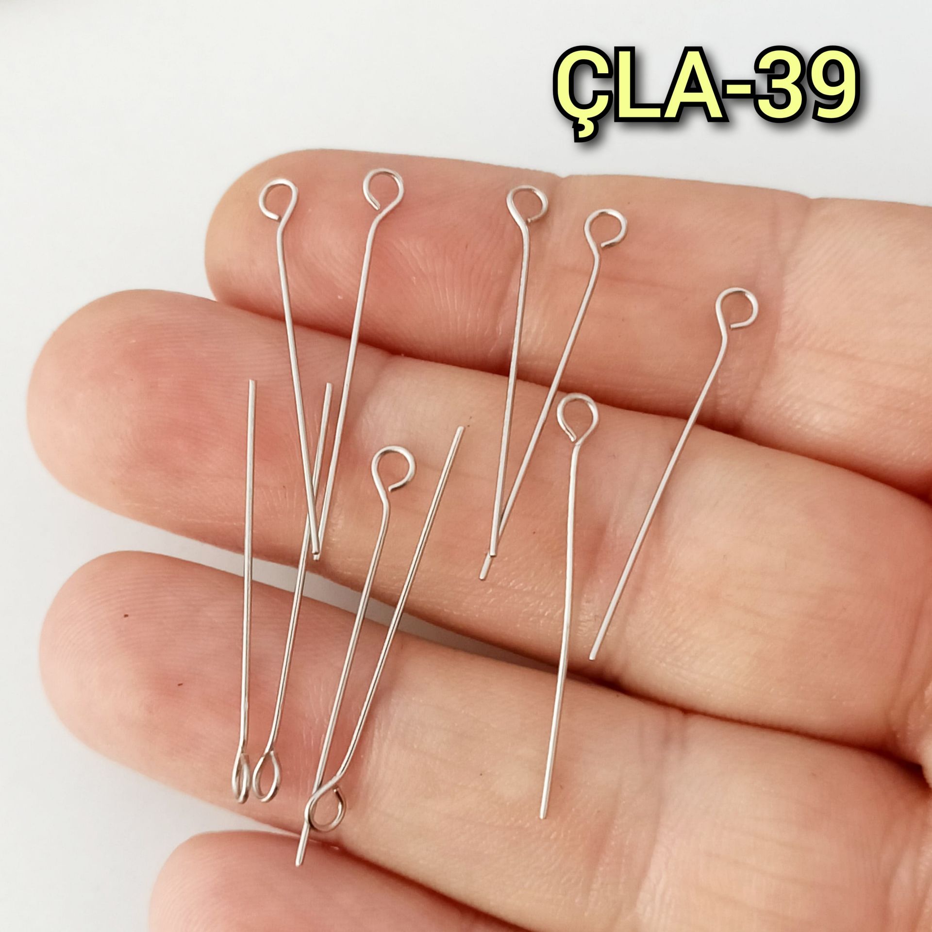 ÇLA-39 A Kalite Gümüş Renk 316L Cerrahi Çelik Halkalı Takı Çivisi 30 mm