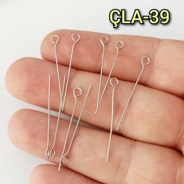 ÇLA-39 A Kalite Gümüş Renk 316L Cerrahi Çelik Halkalı Takı Çivisi 30 mm