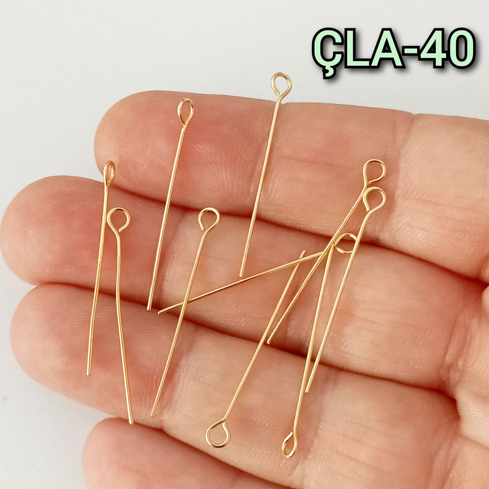 ÇLA-40 B Kalite Kaplama Altın Renk 316L Cerrahi Çelik Halkalı Takı Çivisi 30 mm